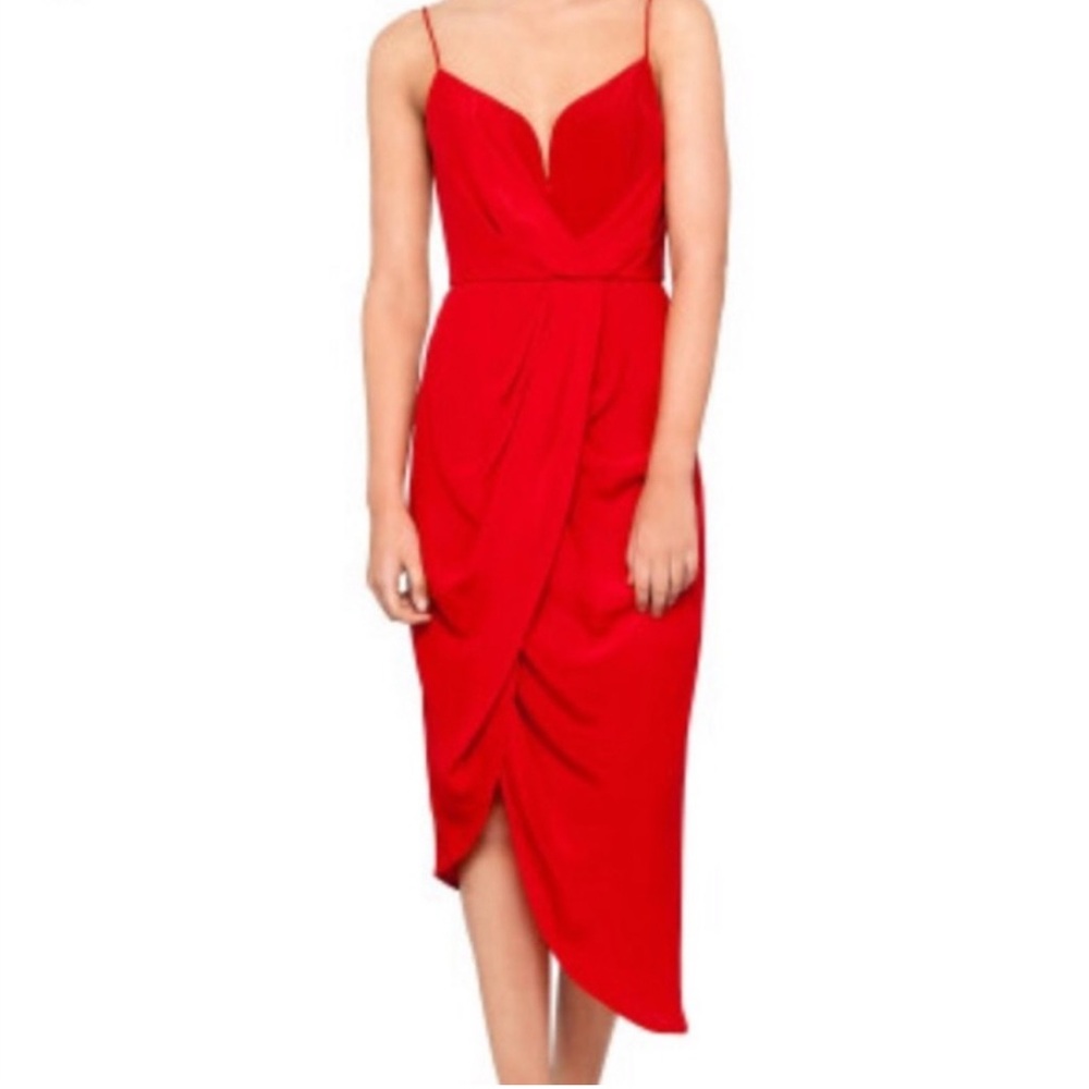 Zimmermann Silk Plunge Drape Dress - Red size 0